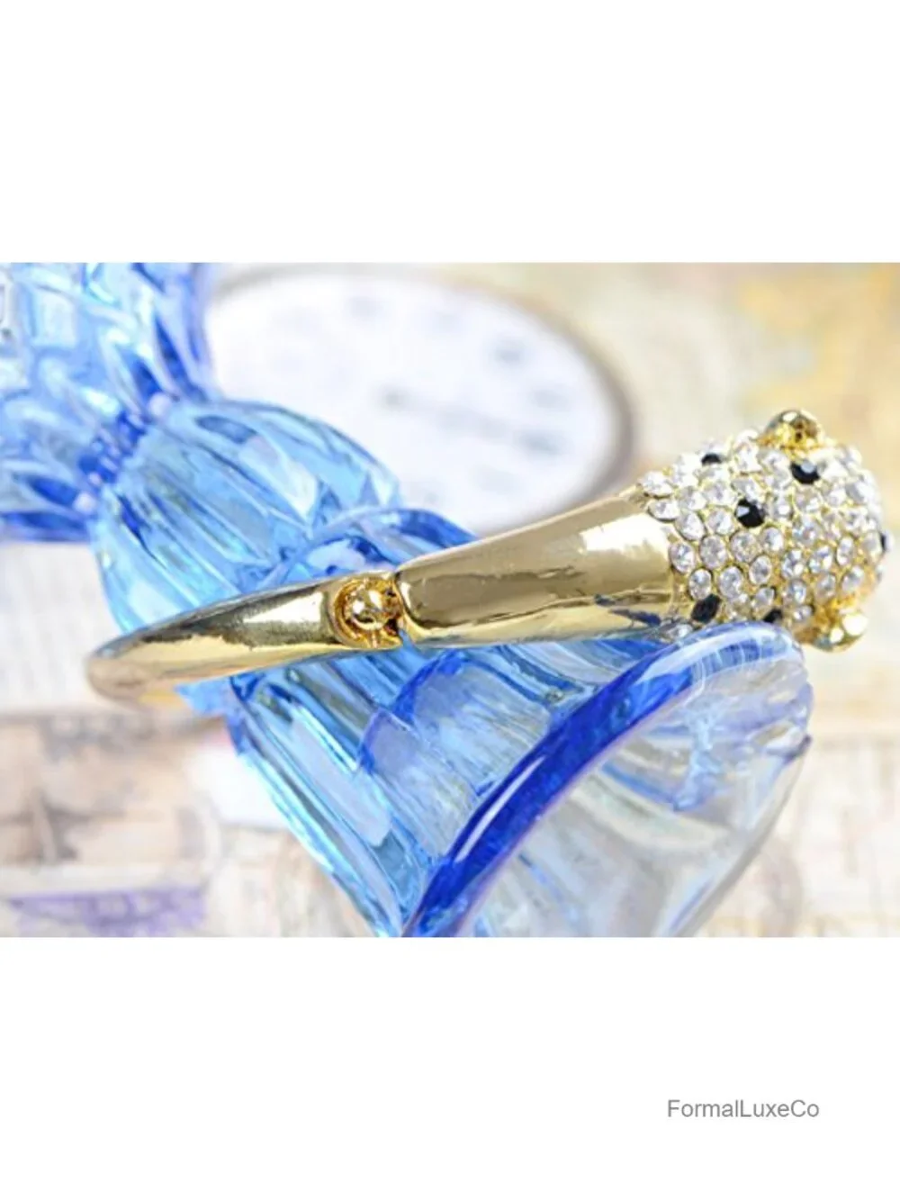 Twin Lion Cuff Bracelet Bangle Rhinestone Alloy Jewelry